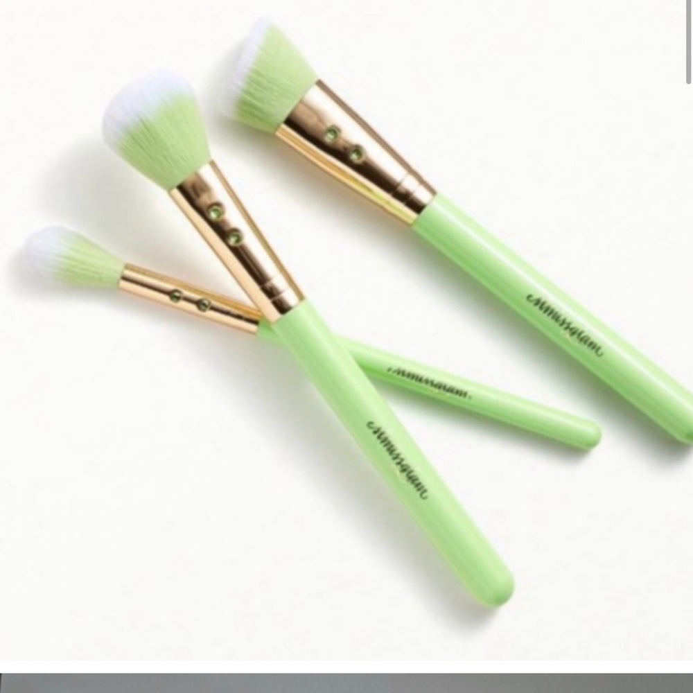 SLMISSGLAM 3piece Green Brush Set new